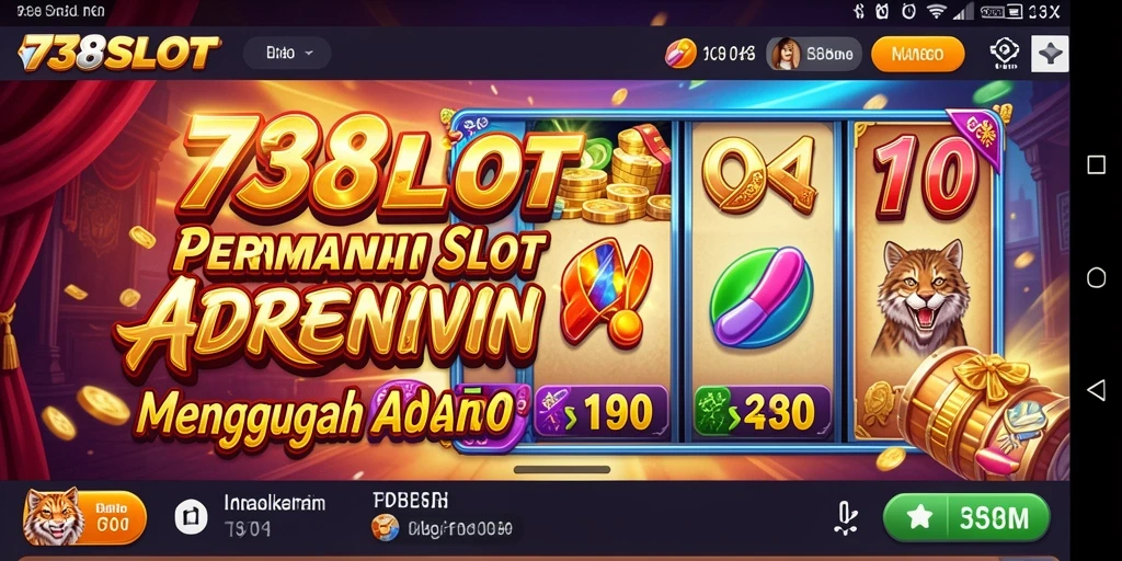 Tampilan gameplay yang seru dan penuh warna dalam 738SLOT.