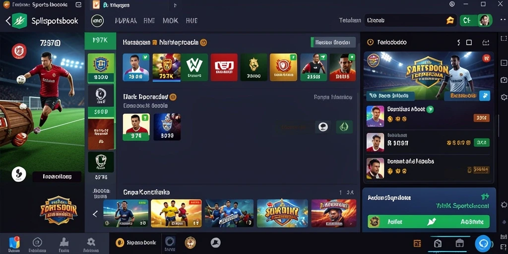 Screenshot menampilkan tampilan utama aplikasi Sportsbook 797K.