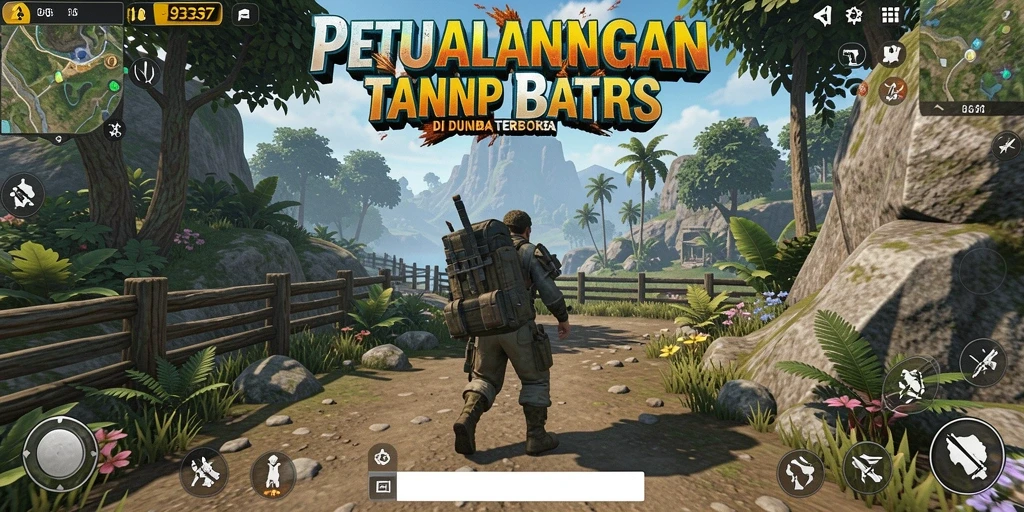 Screenshot gameplay <strong>93337</strong> yang menampilkan dunia terbuka yang luas dan indah.
