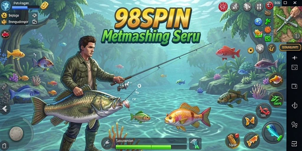 Screenshot gameplay 98SPIN dengan aksi memancing yang seru.