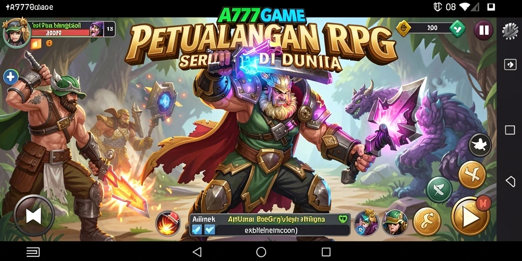 Tampilan gameplay A777GAME yang menampilkan pertarungan seru dan karakter yang menarik.