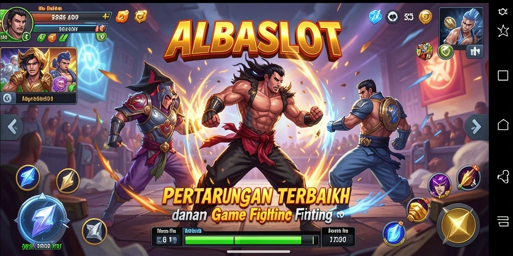 Tangkapan layar gameplay ALBASLOT yang penuh aksi pertarungan.