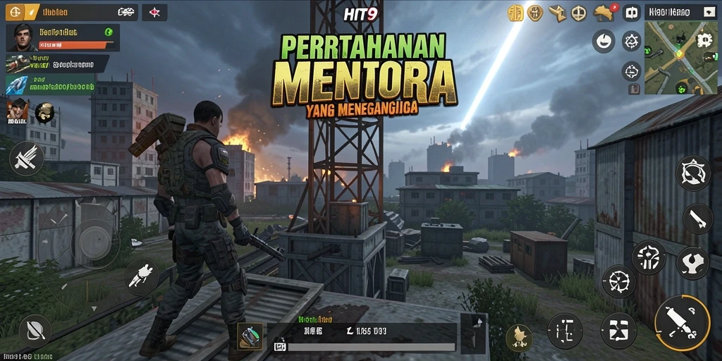 Screenshot HIT9 menampilkan aksi pertahanan menara yang mendebarkan.