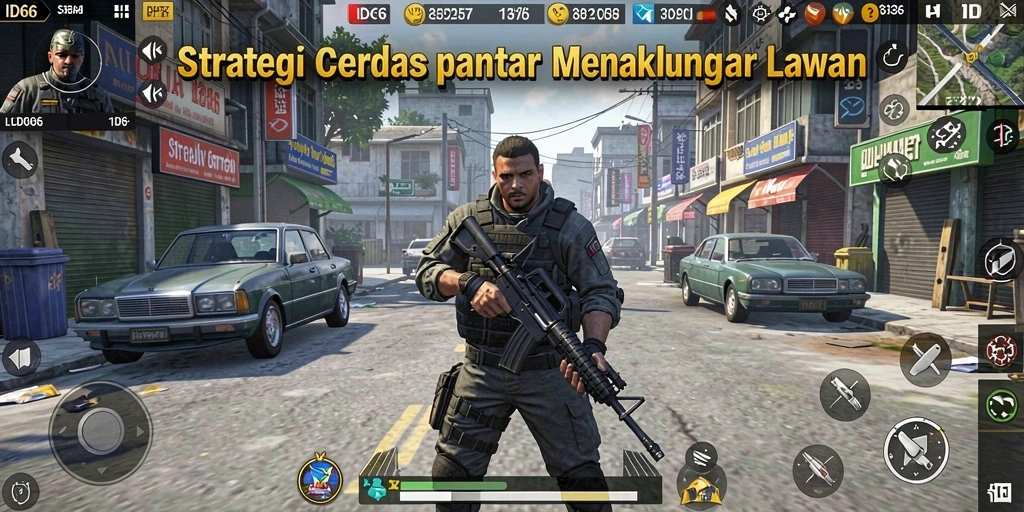 Screenshot ID66 menampilkan aksi pertempuran strategi yang intens.