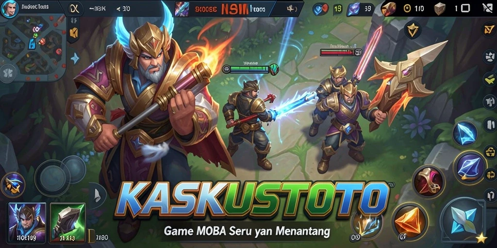 Tampilan gameplay seru dalam KASKUSTOTO dengan karakter yang beraksi di arena.