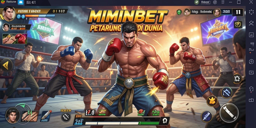 Screenshot gameplay MIMINBET menunjukkan aksi pertarungan yang menegangkan.