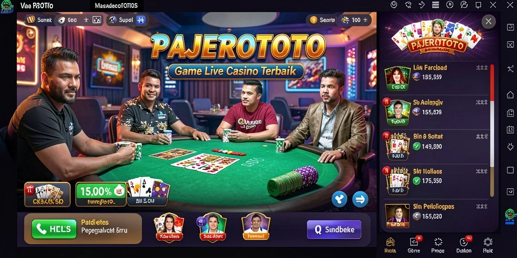 Screenshot gameplay Live Casino PAJEROTOTO yang menunjukkan dealer langsung dan permainan seru.