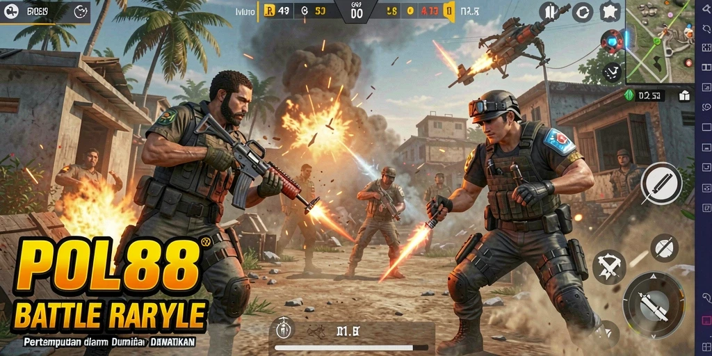 Tangkapan layar POL88 menampilkan aksi pertempuran seru dalam mode Battle Royale.