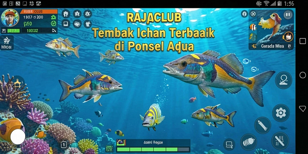 Tampilan gameplay seru RAJACLUB dengan aksi tembak ikan.