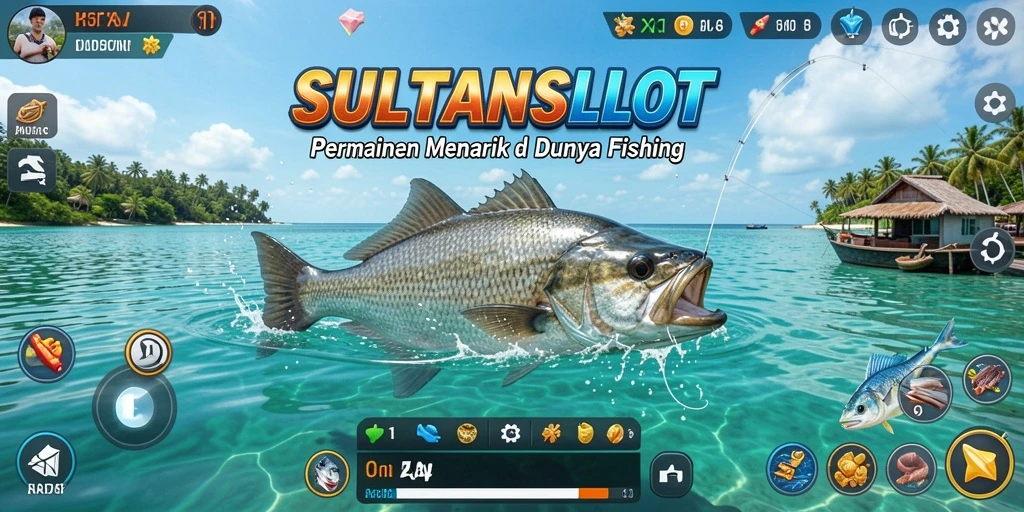 Screenshot gameplay SULTANSLOT yang menunjukkan aksi memancing yang seru.