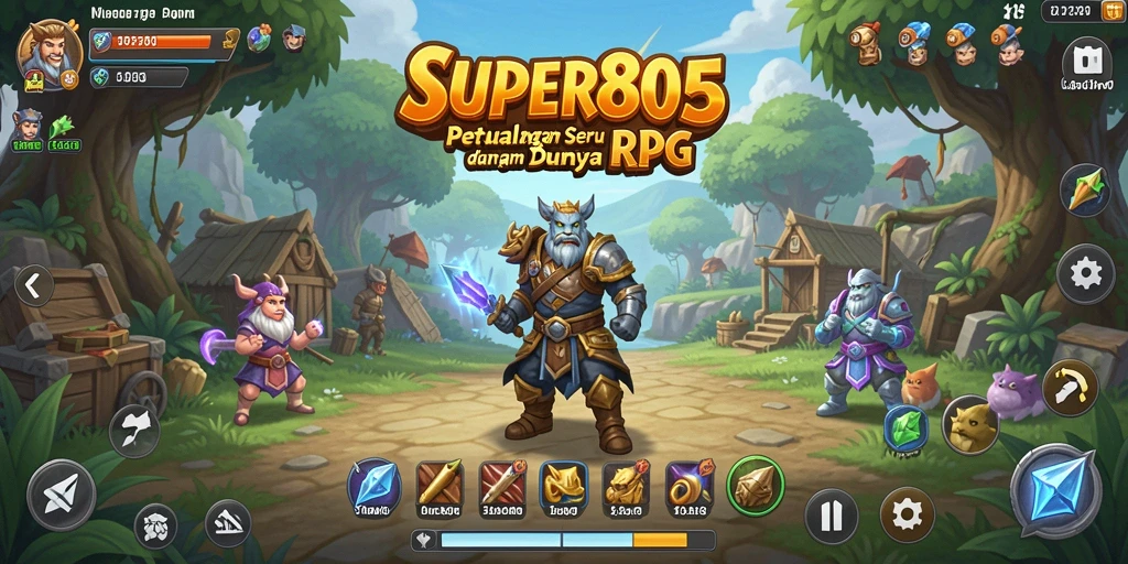 Tangkapan layar SUPER805 menampilkan aksi pertarungan seru dalam permainan RPG.