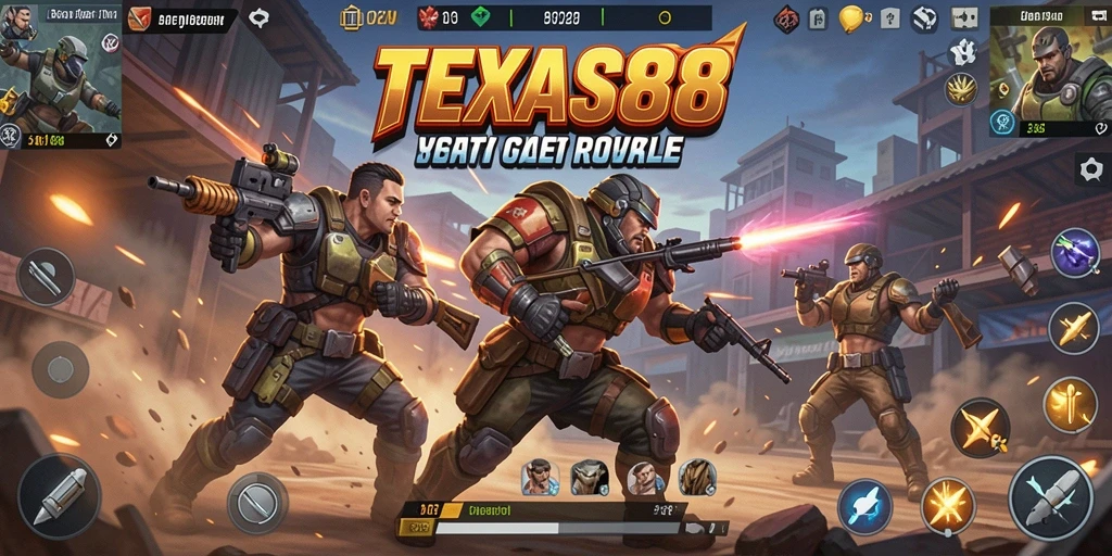 Tampilan gameplay seru TEXAS88 dalam arena pertarungan Battle Royale.