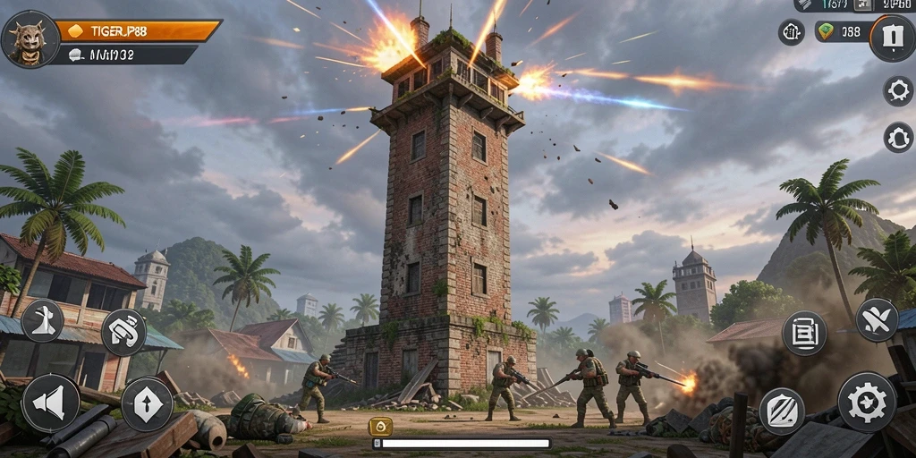 Gameplay intens Tower Defense di TIGERJP88 dengan berbagai menara dan strategi.