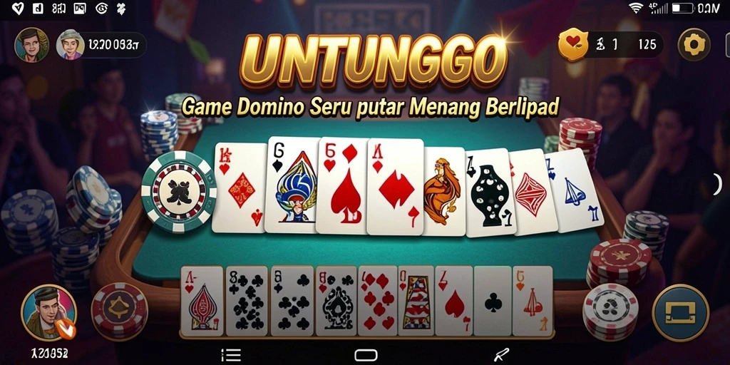 Tampilan layar utama UNTUNGGO dengan gameplay Domino yang seru.