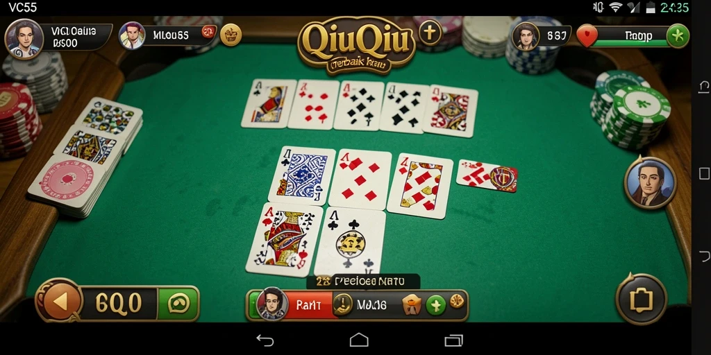 Screenshot VC55 menampilkan antarmuka permainan QiuQiu yang atraktif.